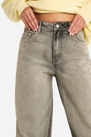 Jean straight taille haute - Gris foncé