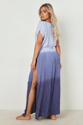 Caftan de plage dip and dye - Bleu