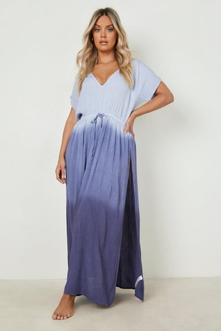 Caftan de plage dip and dye - Bleu