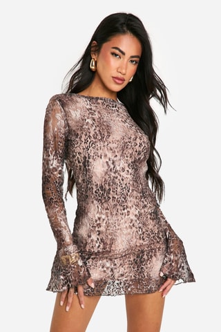 Robe fourreau en dentelle - Marron foncé