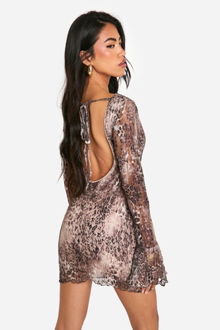 Robe fourreau en dentelle - Marron foncé