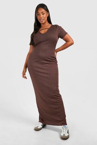 Robe fourreau - Marron foncé