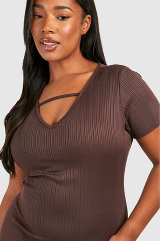 Robe fourreau - Marron foncé