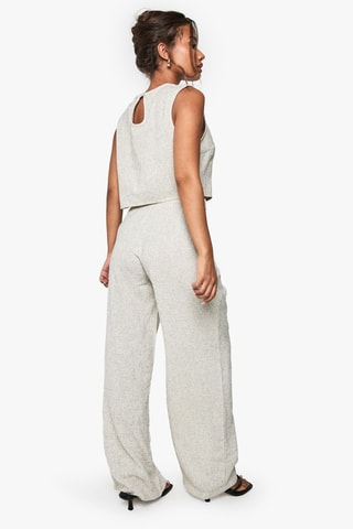 Pantalon wide legs taille haute - Gris clair chiné