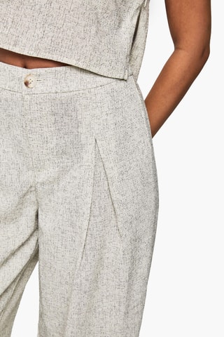 Pantalon wide legs taille haute - Gris clair chiné