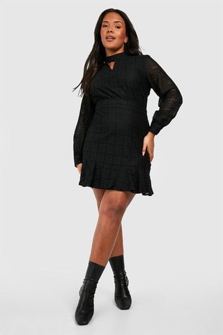 Robe droite en dentelle - Noir