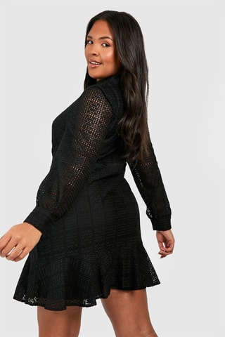 Robe droite en dentelle - Noir