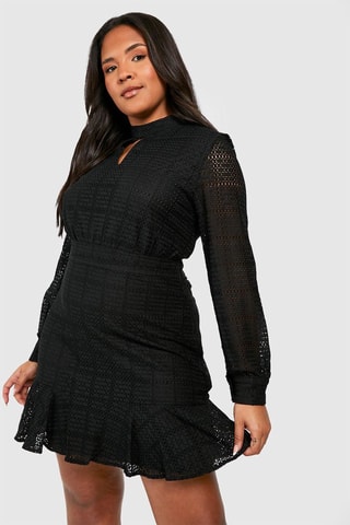 Robe droite en dentelle - Noir