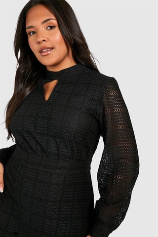 Robe droite en dentelle - Noir