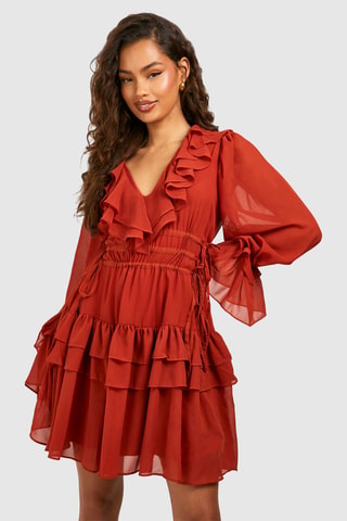 Robe volantée - Rouge brique