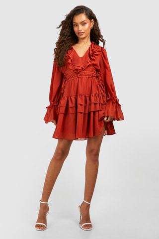 Robe volantée - Rouge brique