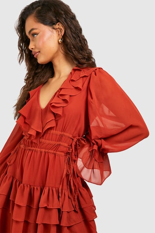 Robe volantée - Rouge brique