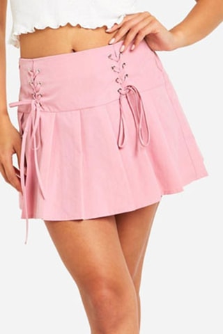 Minijupe plissée taille haute - Rose