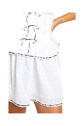 Jupe patineuse en broderie anglaise - Blanc