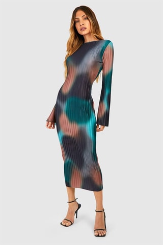 Robe plissée - Vert foncé