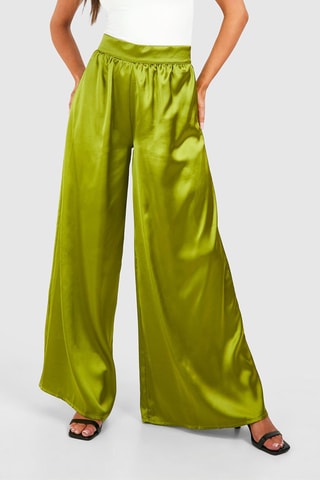 Pantalon wide legs taille haute - Vert olive