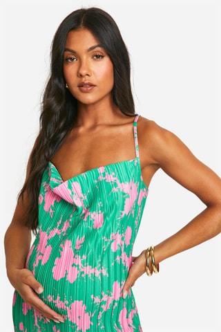 Robe de maternité - Vert clair et fuchsia