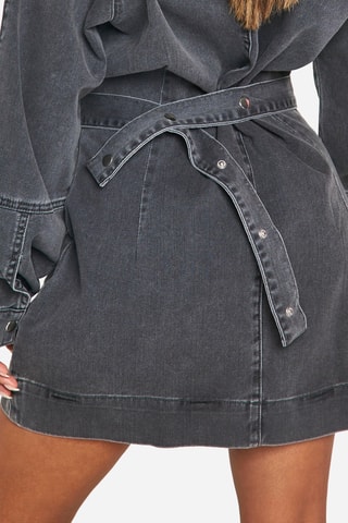 Robe portefeuille en jean - Gris foncé