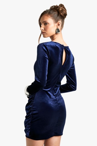 Robe patineuse en velours - Bleu marine