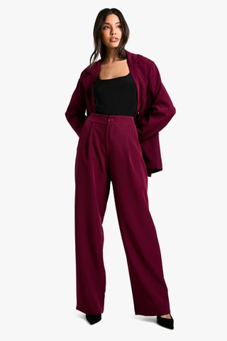 Pantalon wide legs taille haute - Bordeaux