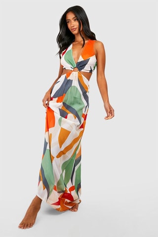 Robe de plage - Blanc et orange