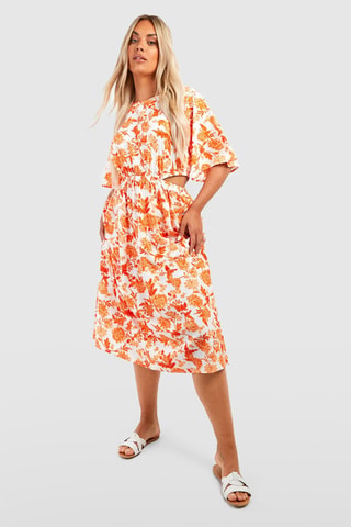 Robe patineuse - Orange et blanc