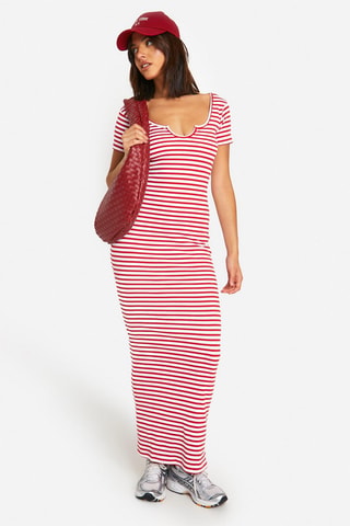 Robe longue - Rouge et blanc