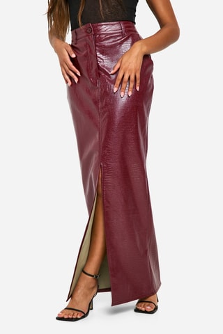 Jupe longue taille haute - Bordeaux