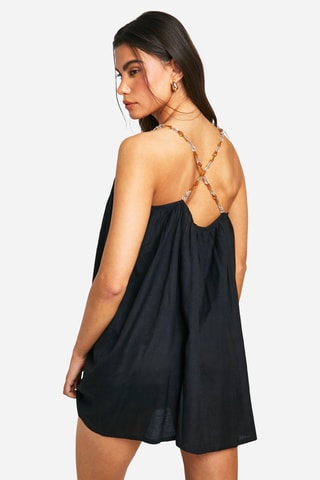 Robe trapèze en lin - Noir