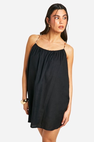 Robe trapèze en lin - Noir
