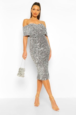 Robe midi - Argenté