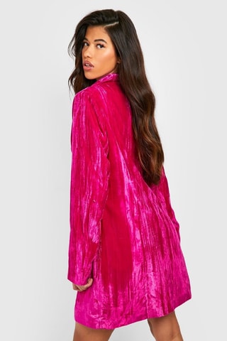 Robe droite en velours - Fuchsia