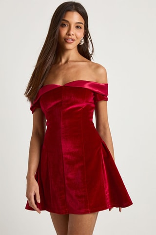 Robe patineuse en velours - Rouge