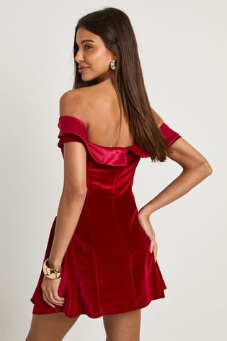 Robe patineuse en velours - Rouge