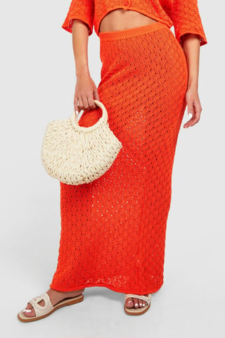 Jupe droite taille haute - Orange