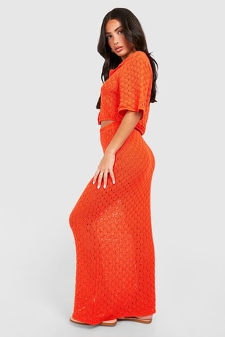 Jupe droite taille haute - Orange
