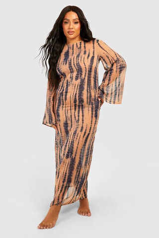 Robe de plage - Marron et bleu cobalt