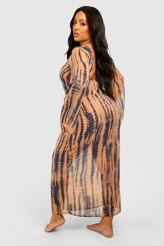 Robe de plage - Marron et bleu cobalt