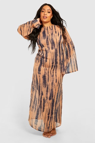 Robe de plage - Marron et bleu cobalt