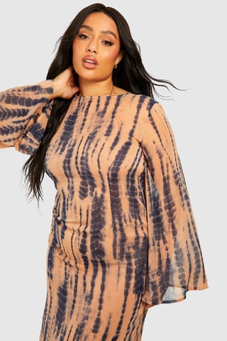 Robe de plage - Marron et bleu cobalt