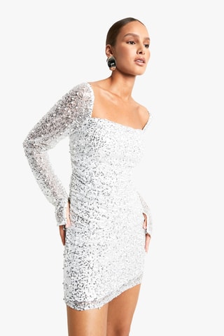 Robe droite à sequins - Argenté