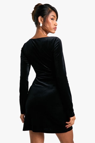 Robe droite en velours - Noir