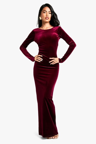 Robe longue en velours - Bordeaux