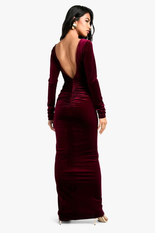 Robe longue en velours - Bordeaux