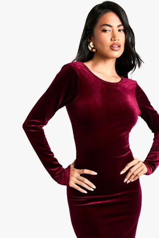 Robe longue en velours - Bordeaux