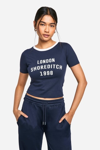 T-shirt cropped - Bleu marine