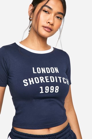 T-shirt cropped - Bleu marine