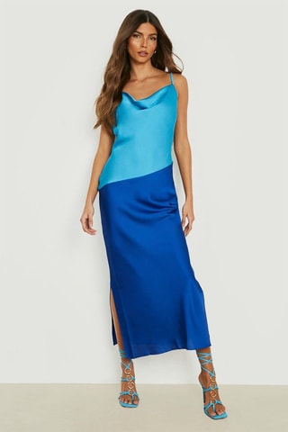 Robe droite - Turquoise et bleu marine