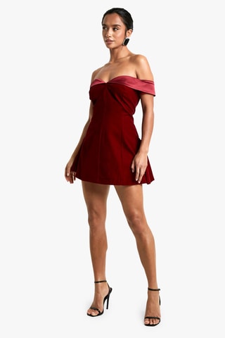 Robe patineuse en velours - Rouge