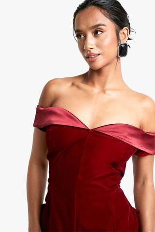 Robe patineuse en velours - Rouge